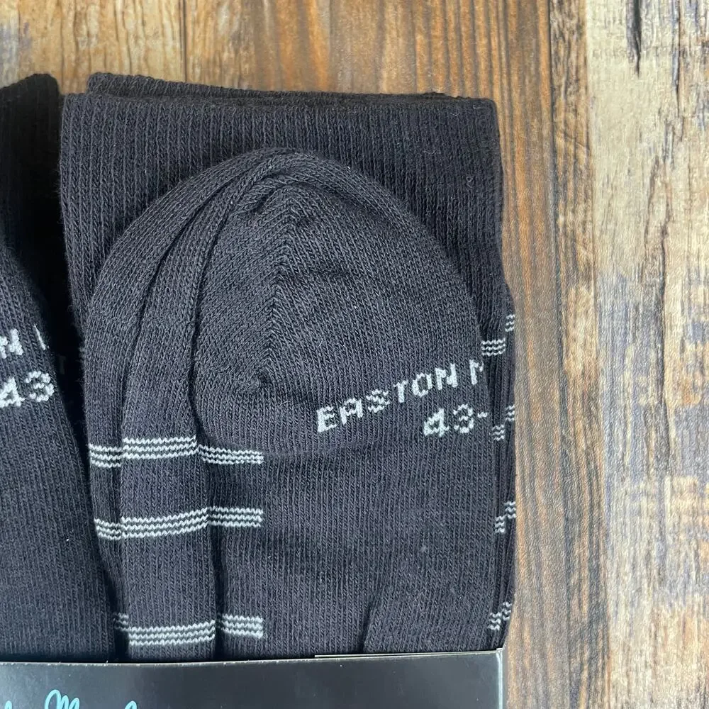 EASTON MARLOWE Men's Shoe Size 10-13 Black White Cotton Polyamide Elastane 6PK
